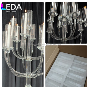 LEDA Wholesale Crystal Candle Holder 13 Arms Clear <b>Tall</b> Crystal Candelabra Glass Wedding <b>Table</b> Centerpiece Decor Candle Holder - Product Image 3