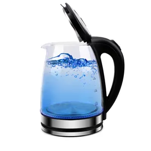 household electric kettle. 2.0L high Borosilicate glass 304 SS electric kettle with double metal temperature controller