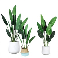Plantes artificielles de haute qualité en pot de grande taille, oiseaux de paradis verts, utilisées pour la décoration intérieure