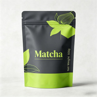 Sacs refermables personnalisés en papier kraft recyclable pour poudre de matcha de qualité alimentaire