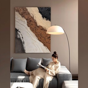 Handmade Oil Painting Modern Minimalist Abstract Landscape <b>Wrapped</b> Canvas Wall Art For Living Room Sofa Background Decor - Product Image 1