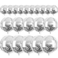 Ballons géants en aluminium argenté 4D, 20 pièces, 22/15/10 pouces, pour anniversaire, mariage, baptême, révélation du sexe, décoration de fête