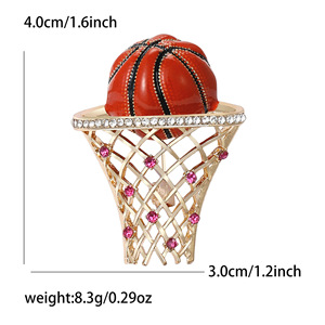 Broche évidée de <span class=keywords><strong>basket</strong></span>-ball en émail en alliage créatif <span class=keywords><strong>pour</strong></span> femmes et hommes costumes une épingle décorative <span class=keywords><strong>pour</strong></span> la poitrine - Product Image 3