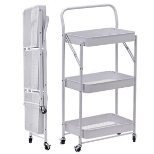 Étagère métallique de rangement mobile pour aliments, chariot utilitaire roulant à 3 niveaux, panier rotatif, chariot de cuisine avec roues - Product Image 1