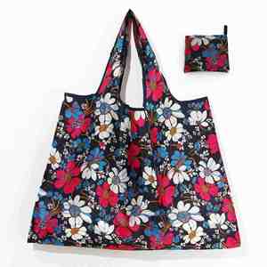 Custom Flower Print Reusable Washable Tote Bag Portable Oxford Foldable Grocery Shopping Bags - Product Image 6