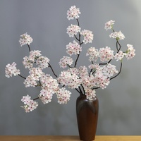 Fleur artificielle en soie à longue tige, fleur de poirier, ornement floral de style chinois pour la décoration esthétique de l'intérieur de la maison