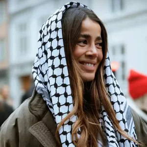 Original Kuffiyeh Cotton Woven Palestine Kufiya Arafat scarf shemagh sewn Arab keffiyeh islam muslim hijab shawl for men women