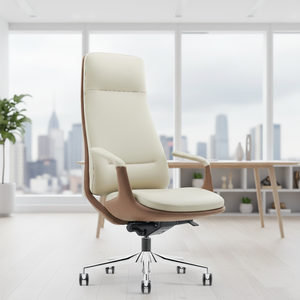 Ghế văn phòng da giả hiệu ứng gỗ, thiết kế hiện đại, xoay, điều chỉnh độ cao, đạt chứng nhận BIFMA - Product Image 1