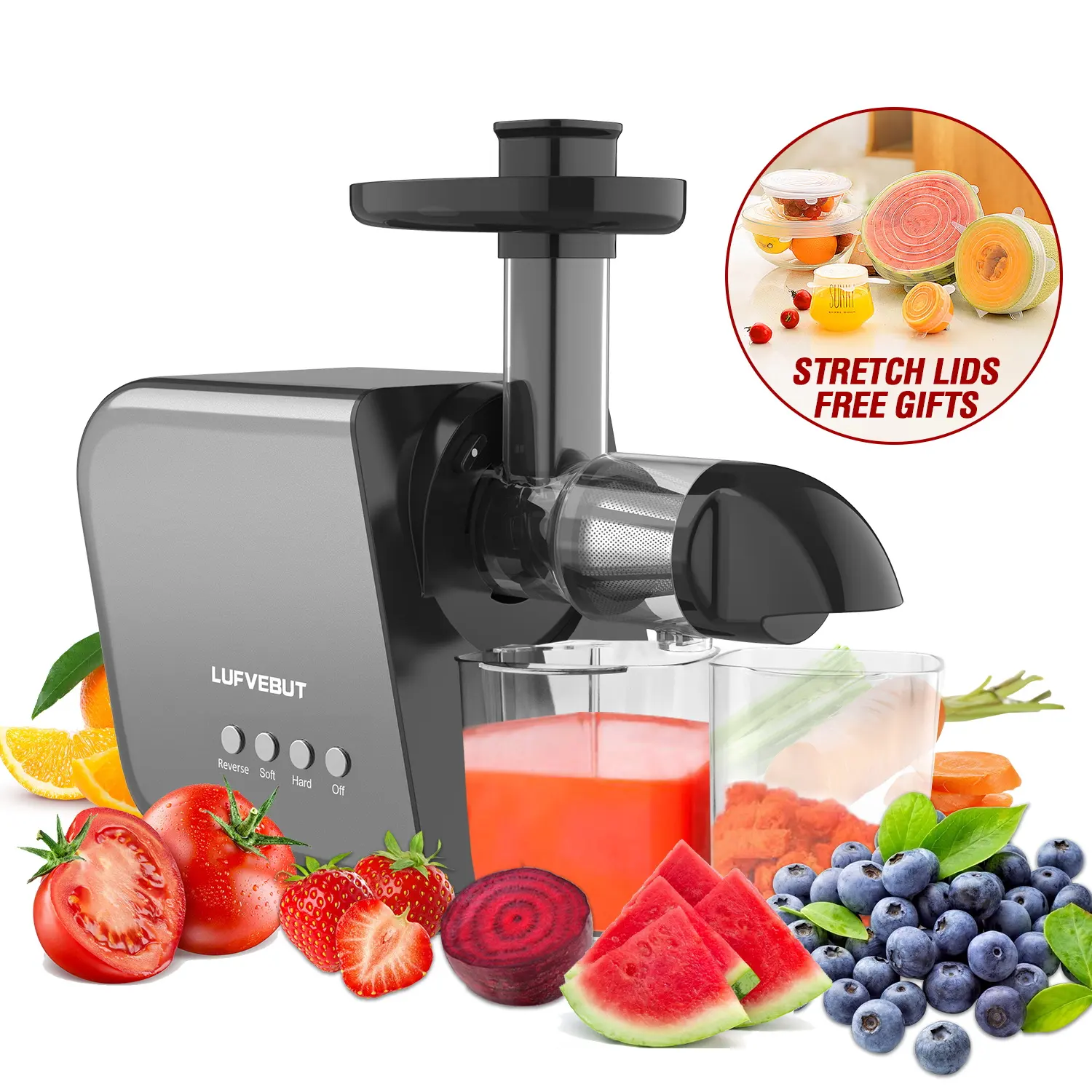 Extracteur de jus de fruits électrique automatique sans BPA, légumes, carottes, tomates LUFVEBUT