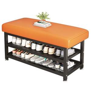 <span class=keywords><strong>Banc</strong></span> à chaussures avec siège rembourré, structure métallique, organisateur de rangement, entrée, chambre, salon, meubles modernes pour la maison - Product Image 2