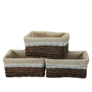 Panier en osier grand brun rectangulaire en osier copeaux de bois cuisine pain maison magasin d'alimentation stockage panier en osier avec doublure - Product Image 6