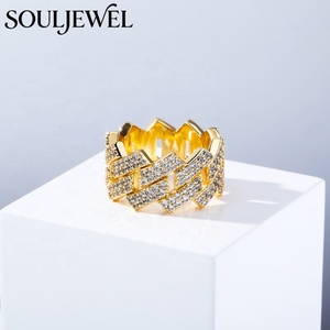 Anillo Cubano en Forma de Diamante Chapado en Oro Souljewel, Banda de Eternidad con Circonitas, Estilo Hip-Hop, Joyería Unisex para Regalo de Fiesta - Product Image 4