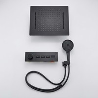Système de douche thermostatique moderne avec pommeau pluie et douchette à main pour installation encastrée dans la salle de bain
