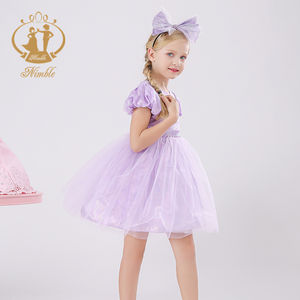 Agile di Alta Qualità Delle Ragazze Del Vestito Da Partito Maniche Bolla 100% Cotone Foderato Viola Verde Angelo Vestiti Delle Ragazze di Fiore del Vestito - Product Image 3