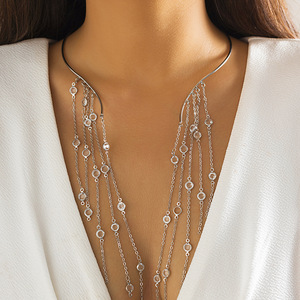 Takı toptan moda paslanmaz çelik altın renk kadınlar açılış uzun püskül boncuk kolye yaka Peal kolye - Product Image 6