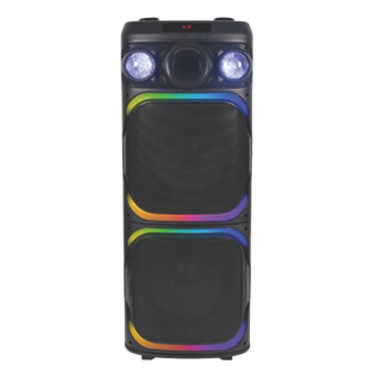 2024 Karaoke Trolley Speaker Dual 12 ''Inch Plastic Doos Draagbare Draadloze Trolley Party Speaker Met Draadloze Microfoon En Fm Radio