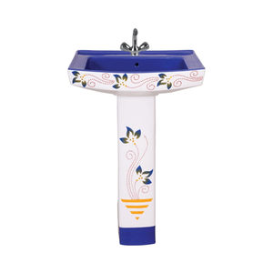 Ensemble de lavabo sur pied en céramique ovale moderne de qualité supérieure avec fonction de nettoyage facile pour la maison, l'hôtel, la salle de bain, y compris le drain. - Product Image 3