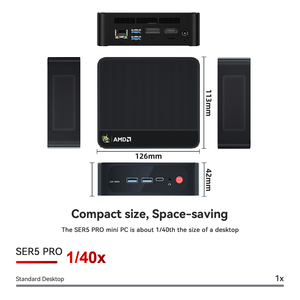 Mini PC SER5 PRO 5 5625U 6C/12T 16GB 480GB SSD 2.5G LAN WiFi 6 BT5.4 Triple Pantalla para Oficina y Negocios SER5 PRO 5625U Power - Product Image 3