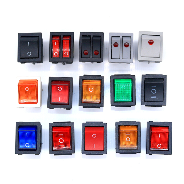 XXW High Quality T105 30a Rocker Switch Dpdt Illuminated Kcd4 Big 250v Rocker Switch T85