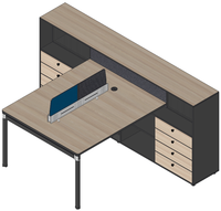 Poste de travail de bureau ergonomique avec classeur Système de bureau modulaire avec étagères de rangement Gestion des câbles Espace de travail ouvert moderne