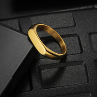 Personalisierter Gravierter Rechteckiger Siegelring Anlauffester Edelstahl Glatter Ring Unisex Stapelbarer Fingerring