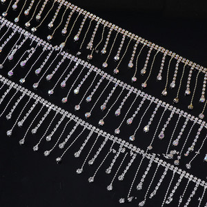 Frangia con catena di trivellazione con strass di cristallo con catena in vita nappa per abbigliamento abito accessori - Product Image 3