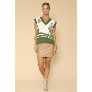 Chaleco de punto con diseño de cactus y paisaje desértico - Product Image 3