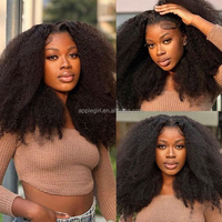 Perruques Courtes Bouclées Afro Crépues en Cheveux Humains Naturels, Perruque Lace Frontale HD Brésilienne Bob Courte pour Femmes
