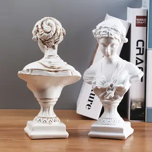 Châu Âu retro trắng cô gái đầu trang trí nội thất phòng khách sáng tạo đồ trang trí bức tượng nhựa thủ công mỹ nghệ