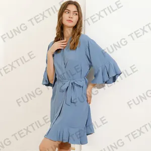 FUNG 6008 Chinese Silk Ruffle Robe Bridesmaid Satin Robes For Women Plus Size Bridesmaid Satin Robe