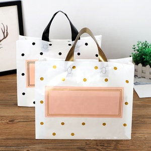 Custom Logo Factory Price Eco-Friendly Dot Printed Recyclable Plastic Clothes Packaging Tote Bag Shopping Gift Bags with Handles