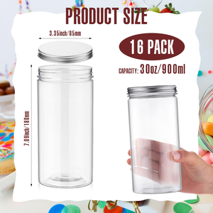 Botella de Plástico PET Transparente Redonda de 500 ml, Boca Ancha, Tapa Doble, Envases Vacíos para Alimentos, Dulces, Pasteles y Galletas, Disponibles en Fábrica - Product Image 2