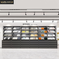 YEKS - Expositor de Azulejos Comercial de Metal con Base para Piso y Gabinete Combinado con Cajones Deslizantes para Sala de Exhibición