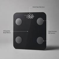 Balance connectée numérique unique avec application gratuite, surface en verre, capacité de 180 kg, alimentée par batterie, pour personnes à mobilité réduite