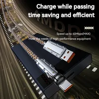 PD 66W RGB Glowing Charge rapide Câble USB Type C pour téléphones mobiles et imprimantes Rotation Compatible avec iPhone et pour Xiaomi Devi