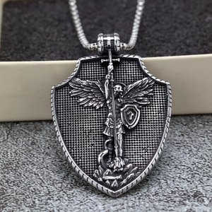 Colgante de Acero Inoxidable Vintage con Escudo de Arcángel, Collar Unisex de Protección, Joyería de Regalo, Amuleto de Moda - Product Image 3