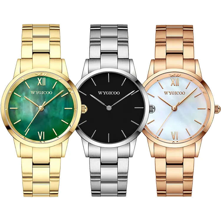 Simple Lady Stainless Steel Quartz Luxury Rose Gold Wrist Watch Woman