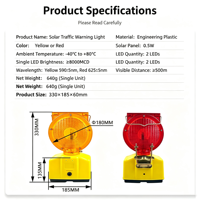 Feux de signalisation de chantier routier, lampes solaires à LED, feux de barricade, cônes de sécurité routière, feux d'avertissement