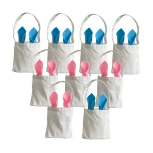 Candy Egg Basket 100% Thick Polyester Canvas Children's Kids White Blank Sublimation Easter Gifts <b>Bag</b> for Party - Product Image 1