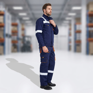 Combinaison de travail en coton ignifuge OEM en usine Uniforme industriel de sécurité avec couleurs et logo personnalisés - Product Image 1