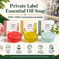 Sabun Batang Minyak Esensial Transparan Aroma Khusus untuk Rambut, Tubuh, dan Mandi, Aroma Mawar, Jeruk, Herbal Segar, Label Pribadi