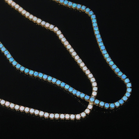 Collier ras du cou pour femme en or plaqué de haute qualité avec opale bleue et blanche, style tennis, collection été 2026