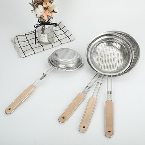 Stainless Steel <b>Mesh</b> <b>Strainer</b> With Wooden Handle Fine <b>Mesh</b> For Deep Frying Snacks 4 Piece Set - Product Image 3