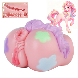 Masturbador Masculino G6638 Estilo <span class=keywords><strong>Pony</strong></span> Rosa, Realista, de Doble Canal Vaginal, Juguetes Sexuales para Hombres, Herramientas de Entrenamiento de Pene de Silicona - Product Image 1