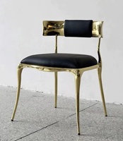 Chaise de salle à manger en cuivre doré de luxe, meubles en tissu, dossier moderne, élégant, cadre en acier laiton, velours, pliable, hôtel