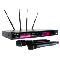 Micrófono inalámbrico profesional UHF de 2 canales, dinámico, de alta calidad y con verdadera diversidad.