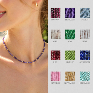 Collar de gargantilla con cuentas facetadas de piedra de nacimiento personalizadas al por mayor, cuentas de piedra natural de 2-3 mm, pedidos pequeños de collares geométricos clásicos para mujer - Product Image 1