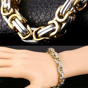 K057 Bracelet Chaîne Byzantine en Acier Inoxydable PVD Plaqué Or 18 Carats, Boucle Arrière Épaisse 5MM 6MM 7MM, Bijoux de Haute Qualité pour Hommes - Product Image 4