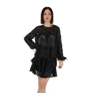 Gonna a pieghe 53538793 nera Design abito da sera in cotone traspirante stile stile stile stile impero bottone corto XS per l'estate - Product Image 1