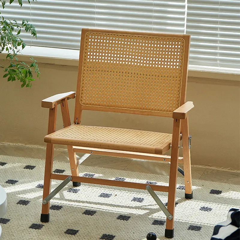 MD Herz möbel | Großhandel Country Nordic Buche antiken Rattan Stuhl Massivholz Sessel modernen faltbaren Terrasse Freizeit stuhl